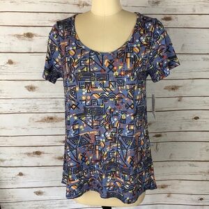 LuLaRoe Blue, & YellowGeometric Classic T Top